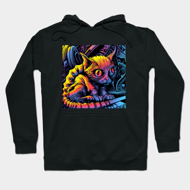 Alien Kitty Cat Lurks in the Shadows Hoodie by Star Scrunch